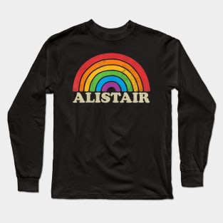 Alistair - Retro Rainbow Flag Vintage-Style Long Sleeve T-Shirt